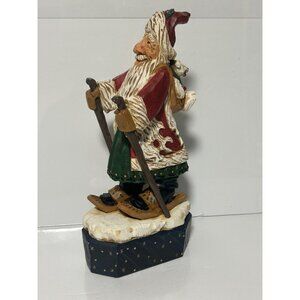 1997 David Frykman MUSICAL Figurine Santa in Snowshoes Baby Polar Bear 11”